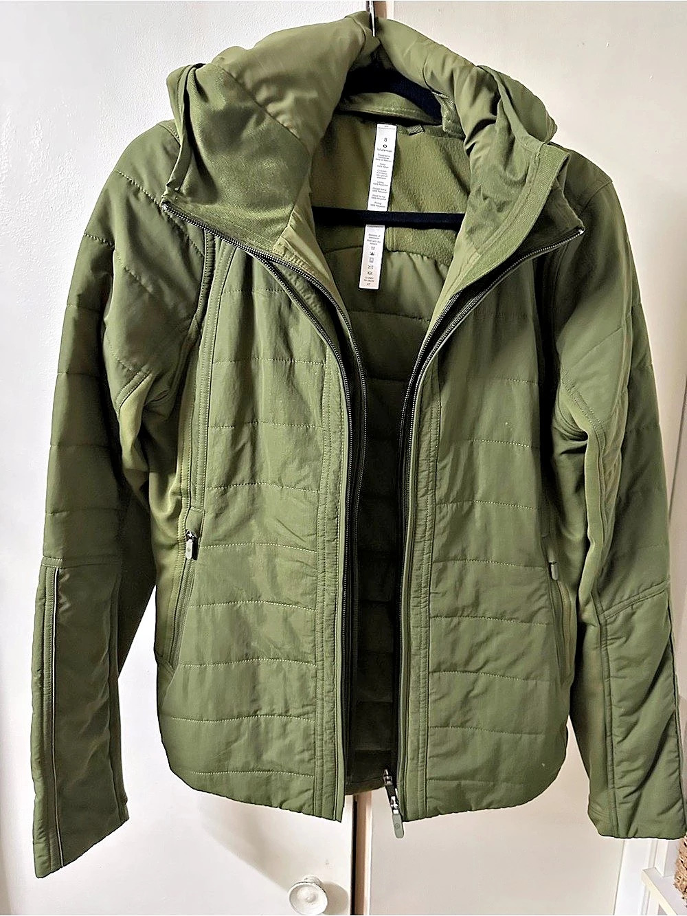 lululemon Another Mile Jacket Quilted Hooded Green Size 8